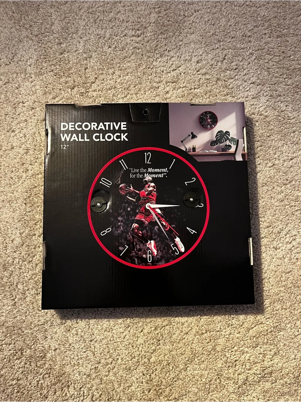 Live the Moment Motivation Micheal Jordan Red Basketball Wall Clock - Brand
